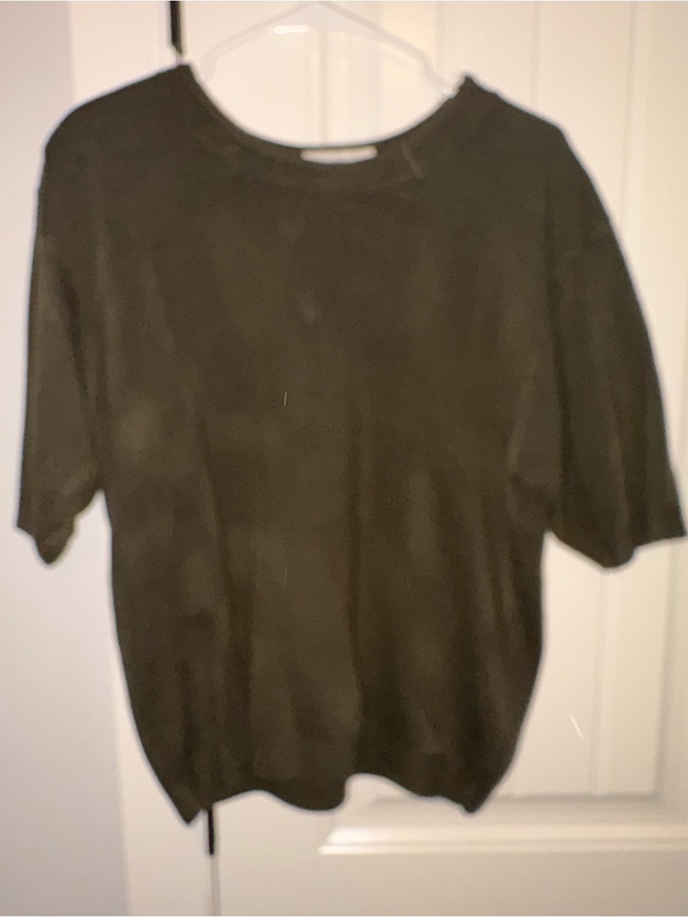Norton McNaughton Olive Green Crewneck Short-Sleeve Sweater